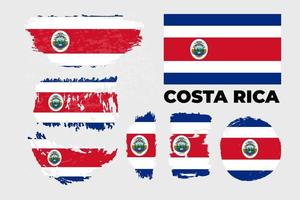 vlag van costa rica. officiële kleuren en verhoudingen correct. hoog gedetailleerde vector voorraad illustratie in grunge stijl penseelstreken set. eps10.