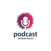 podcast-logo. microfoon illustratie. het symbool voor influencer of broadcast sign vector