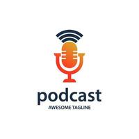 podcast-logo. microfoon illustratie. het symbool voor influencer of broadcast sign vector