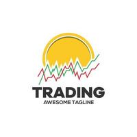 cryptocurrency handel financiële vector logo. handel icoon. handel in kandelaar. handel aandelensymbool. markt grafiek teken.