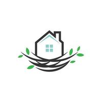 nest huis logo. pictogram startpagina. huis nest teken. huis gebouw symbool. beste voor het bouwen van huis logo vectorillustratie vector