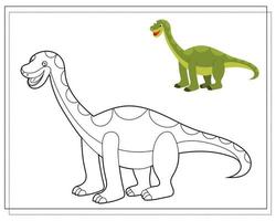 kleurboek voor kinderen, leuke cartoondinosaurus vector