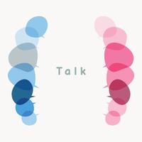 vectorgroepen tekstballonnen tussen blauw en rood. communicatieconcepten en gesprekken. illustraties spreken en praten, debat en twist. vector