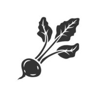 radijs glyph pictogram. landbouw plant. biologisch voedsel. groente boerderij. veganistisch en vegetarisch eten. gezonde voeding. eetpatroon. vitamine. silhouet symbool. negatieve ruimte. vector geïsoleerde illustratie