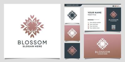 bloem schoonheid logo met creatief concept en visitekaartje ontwerp premium vector