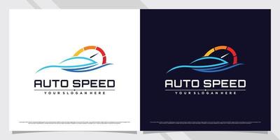 auto snelheid auto logo ontwerp met lijn kunst stijl premium vector