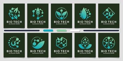 set bundel van biotechnologie logo-ontwerp met creatieve element premium vector