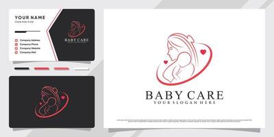 babyverzorgingslogo met creatief element en visitekaartjeontwerp premium vector