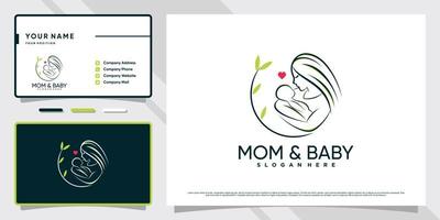 moeder en baby-logo met creatief element en visitekaartjeontwerp premium vector