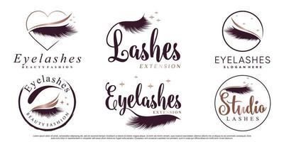 wimpers extensie icon set logo ontwerp voor schoonheid wimpers salon met modern concept premium vector