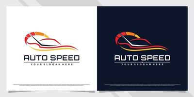 snelheid auto logo ontwerpsjabloon met rpm illustratie premium vector