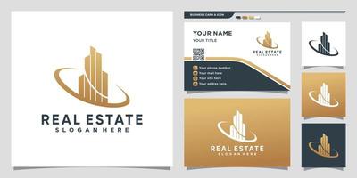 onroerend goed logo met uniek modern concept en visitekaartje ontwerp premium vector