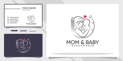 moeder en baby-logo met creatief element en visitekaartjeontwerp premium vector