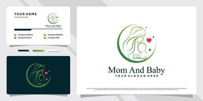 moeder en baby-logo met creatief element en visitekaartjeontwerp premium vector