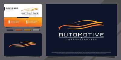 automotive sportwagen logo-ontwerp met creatief concept en visitekaartje ontwerp premium vector