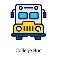 college bus kleur lijn pictogram geïsoleerd op een witte achtergrond vector