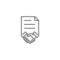 zakelijk contract, dealdocument, handdruk, zakenpartners. vector pictogram sjabloon