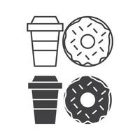 koffiekopje en donuts, beste combinatie heerlijk. vector pictogram overzicht sjabloon