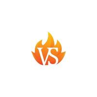 vs, versus met vuurvlam. vector pictogram logo sjabloon