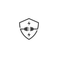 elektriciteitsstekker beschermen, stekkerafscherming. vector pictogram logo sjabloon