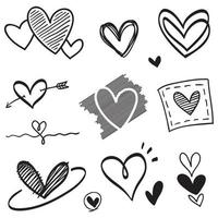 doodle harten, met de hand getekende liefde harten. vectorillustratie. vector