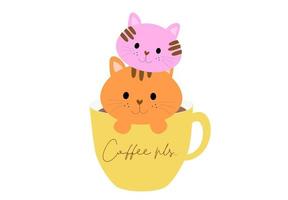 koffie en sleep lieve katten vector
