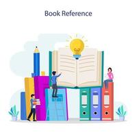 boek referentie vector concept, bibliotheek, literatuur, onderwijs, idee, brainstormen.