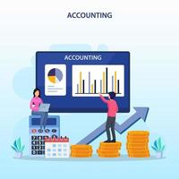 accountant platte vectorillustratie. concept van de belastingberekening en financiële analyse.