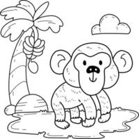 dieren kleurboek alfabet. geïsoleerd op een witte achtergrond. vector cartoon chimpansee.