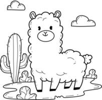 dieren kleurboek alfabet. geïsoleerd op een witte achtergrond. vector cartoon lama.