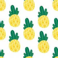 ananas zomer naadloze patroon. vectorillustratie voor textiel en behang. op een witte achtergrond. exotische tropische vruchten in doodle-stijl vector