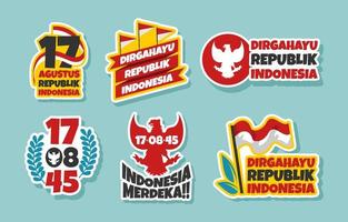 hari kemerdekaan indonesië stickerset vector