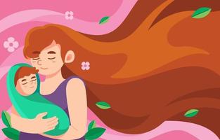 moeder knuffel baby in concept art voor geboortedag vector