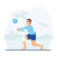 man beachvolleybal speler cartoon concept vector