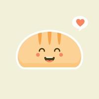 schattige cartoon sneetjes brood met kawaii gezichten. je kunt deze emoji gebruiken voor, menu in restaurant of café, bakkerij, banketbakkerij, winkel, restaurant, vector