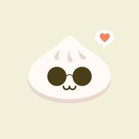 chinees dim sum schattig kawaii vectorkarakter. Aziatische traditionele schotel met lachend gezicht. oosterse keuken. knoedels met kruiden. grappige emoji, emoticon. geïsoleerde cartoon kleur illustratie vector