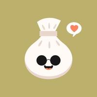 chinese dim sum schattige kawaii vectorkarakters. Aziatische schotel met lachend gezicht. oosterse traditionele keuken. knoedel met kruiden. grappige emoji, emoticon. geïsoleerde cartoon kleur illustratie vector