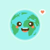 leuke grappige emoji van de wereldaarde die emoties van kleurrijke karakters vectorillustraties toont. de aarde, red de planeet, bespaar energie, het concept van de aardedag vector