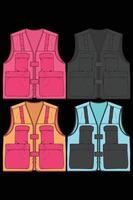 set van borst vest zak kleuren vector, borst vest zak in een schets stijl, vector illustratie.