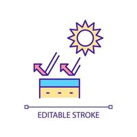 hittegolf rgb-kleurpictogram. extreme en abnormale temperaturen. gevaarlijke ramp. warm weer. geïsoleerde vectorillustratie. eenvoudige gevulde lijntekening. bewerkbare streek. arial lettertype gebruikt vector