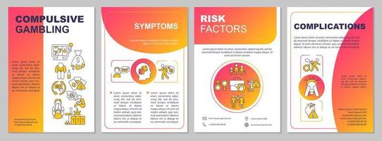 gokverslaving rode gradiënt brochure sjabloon. mentale stoornis. boekje afdrukontwerp met lineaire pictogrammen. vectorlay-outs voor presentatie, jaarverslagen, advertenties. arial, talloze pro-reguliere lettertypen gebruikt vector