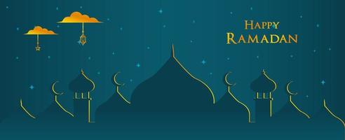 gelukkige ramadan banner met sterren premium vector