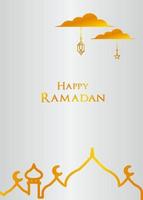 gelukkige ramadan-poster met gouden moskee premium vector