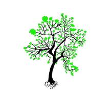 silhouet van een boom met dichte groene bladeren vector