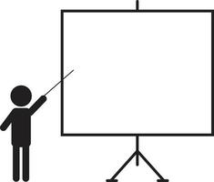 opleiding icoon. een presentatie van iets op een bord. presentatie pictogram teken. vector
