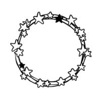 zwarte eenvoudige lijn kleine sterren met drie cirkels. vectorillustratie voor het versieren van logo, wenskaarten en elk ontwerp. vector