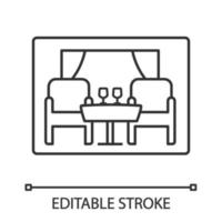 restaurant lineaire pictogram. cafe. dunne lijn illustratie. eetkamer, kantine. cateringservice. contour symbool. vector geïsoleerde overzichtstekening. bewerkbare streek