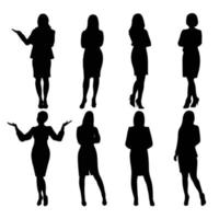 zakenvrouwen stellen silhouetten in met verschillende poses staande vector