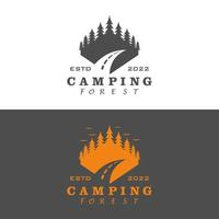 camping bos logo in vintage stijl vector