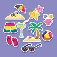 zomervakantie dagboek stickers vector